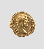 Aureus Romawi dari Hadrianus; 134–138 M; 7,4 g; Museum Seni Metropolitan