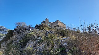 Le château vu depuis le chemin d'accès.