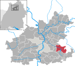 Elhelyezkedése Baden-Württemberg térképén