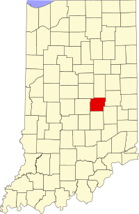 Map of Indijana highlighting Hancock County