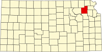 Map of Kanzas highlighting Jackson County