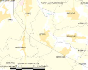 Poziția localității Artres