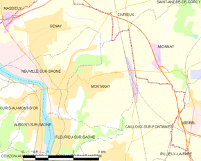 Poziția localității Montanay