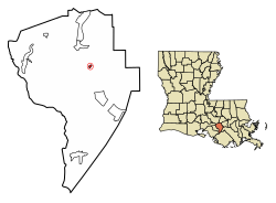 Location of Napoleonville in Assumption Parish, Louisiana.