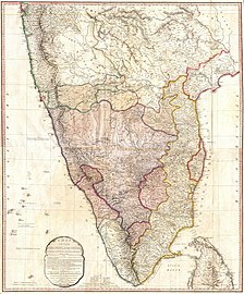 1793 map of the Indian peninsula and Ceylon