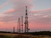 The communications masts of Bauer Radio at Eston Nab