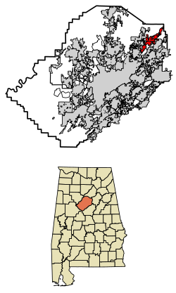 Location of Clay in Jefferson County, Alabama.