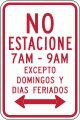 R7-3a No parking except Sundays and Holidays (alternative)