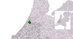 Highlighted position of Teylingen in a municipal map of South Holland