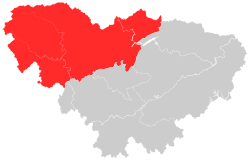 Location of Sangzhi County within Zhangjiajie