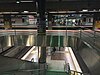 A view of the light rail platform (top) and the subway platform (bottom) from a staircase at 7th Street/Metro Center station