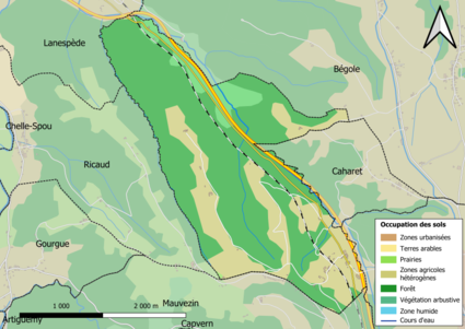 Carte en couleurs présentant l'occupation des sols.