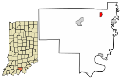 Location of Marengo in Crawford County, Indiana.