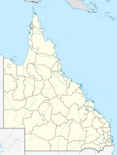 Mapa konturowa Queenslandu, w prawym dolnym rogu znajduje się punkt z opisem „Boonah”