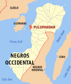 Map of Negros Occidental with Pulupandan highlighted