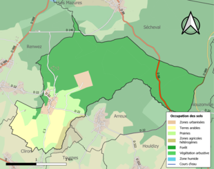 Carte en couleurs présentant l'occupation des sols.