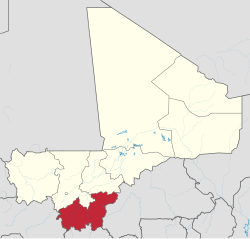 Localização da região de Sicasso no Mali