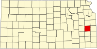 Map of Kanzas highlighting Anderson County