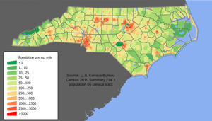 Map showing the شمالی کیرولائنا of North Carolina.