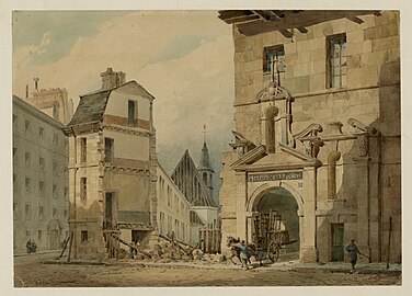 L'hospice en cours de démolition en 1863.