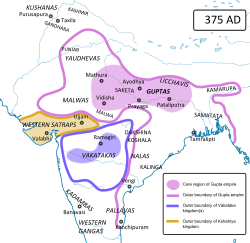 Tamralipti shown in eastern India, c. 375 CE