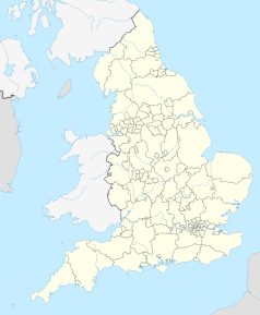 Mapa konturowa Anglii, na dole po prawej znajduje się punkt z opisem „Woking”