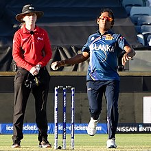 Atapattu bowling for Sri Lanka during the 2020 ICC Women's T20 World Cup