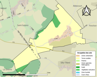 Carte en couleurs présentant l'occupation des sols.