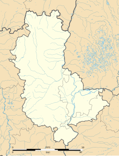 Mapa konturowa Rodanu, w centrum znajduje się punkt z opisem „Nuelles”