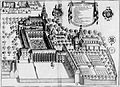 L'abbaye de Corbie, planche gravée du Monasticon Gallicanum publiée en 1677.