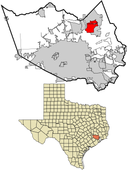 Location in Harris County and the state of Texas