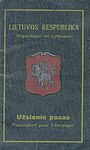 A foreign passport of the Republic of Lithuania with Vytis, used until the 1940 annexation