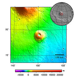 topografická mapa vulkánu Albor Tholus