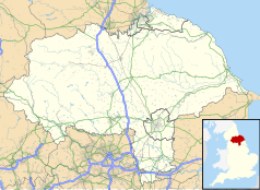 Mapa konturowa North Yorkshire, na dole znajduje się punkt z opisem „Copmanthorpe”