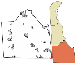 Location of Fenwick Island in Sussex County, Delaware