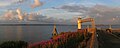 The lighthouse of Oostmahorn, with view on the Lauwersmeer