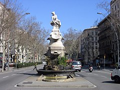 Fonte de Diana (1919), de Venancio Vallmitjana, Gran Vía con Roger de Lauria.