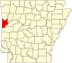 State map highlighting Sebastian County