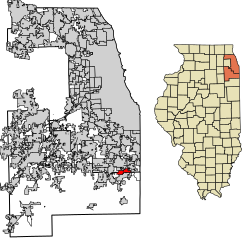 Location of Steger in Cook County, Illinois.