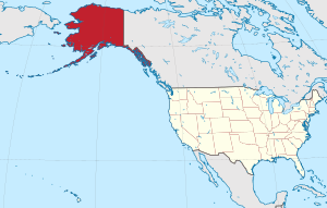 Map of the United States with Alaska highlighted