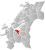 Trondheim markert med rødt på fylkeskartet