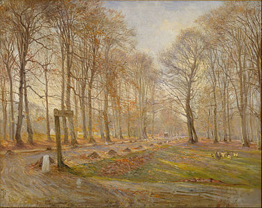 Theodor Philipsen, En sen efterårsdag i Dyrehaven. Solskin, 1886. Statens Museum for Kunst