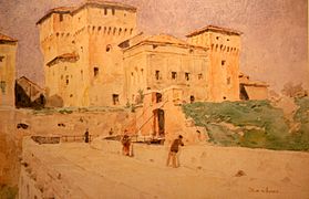 Castello di San Giorgio in Mantua (1891), de Albert Anker, con la Palazzina della Paleologa