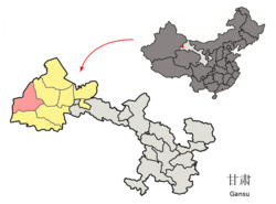 甘粛省中の敦煌市の位置