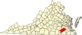 Locatie van Sussex County in Virginia