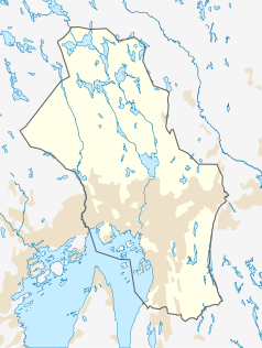 Mapa konturowa Oslo, blisko centrum po prawej na dole znajduje się punkt z opisem „Bryn”