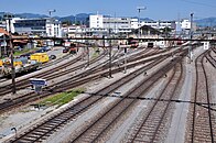 Depot, links Streckengleis nach Meilen, rechts nach Rüti und Uznach