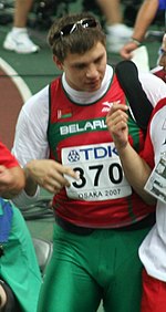 Vadzim Dzevjatowski tijdens de WK 2007, Osaka