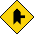 Joining a side road at right angles to the right