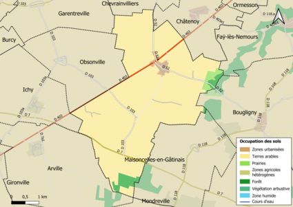 Carte des infrastructures et de l'occupation des sols en 2018 (CLC) de la commune.